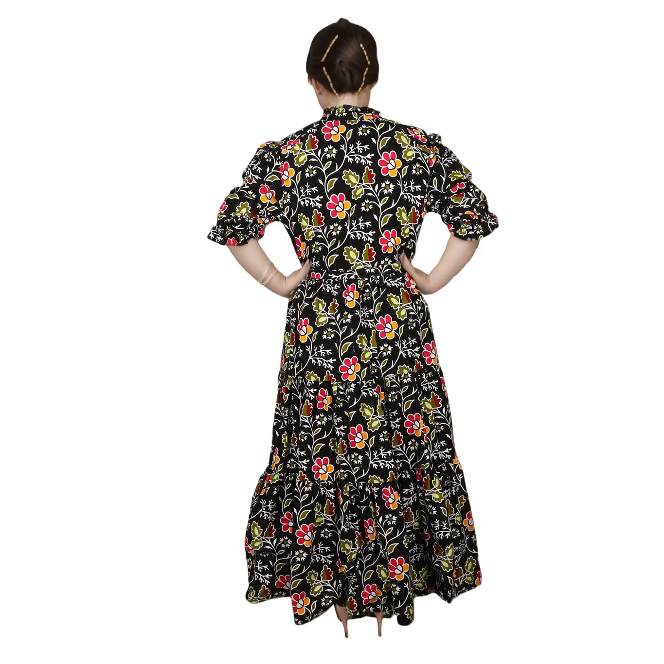 Elegant Autumn Floral Maxi Dress Machine Washable Twill Silk Satin Floor-Length Gown (3).jpg