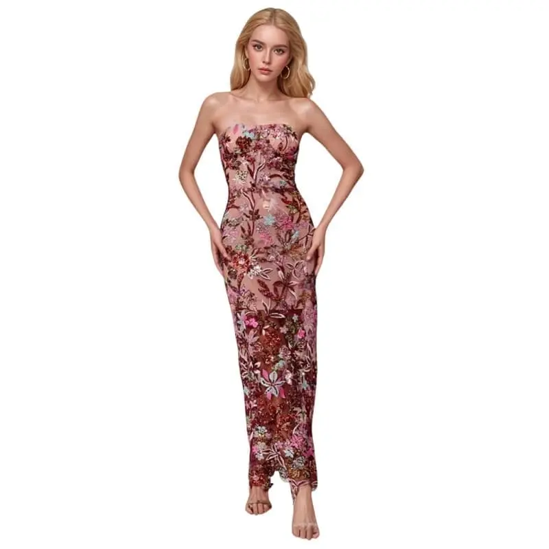 Ladies Casual Summer Dress Natural Waist Front Floor-Length Bodycon Off-the-Shoulder Floral Print Birthday Washable Day Nonwoven