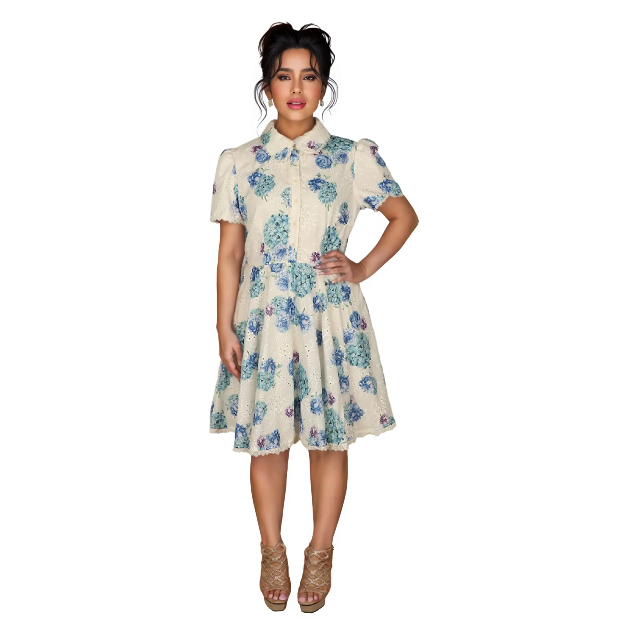Eco-Friendly 100% Polyester Woven Fabric: Vibrant Rose Print for Custom Women's Dresses