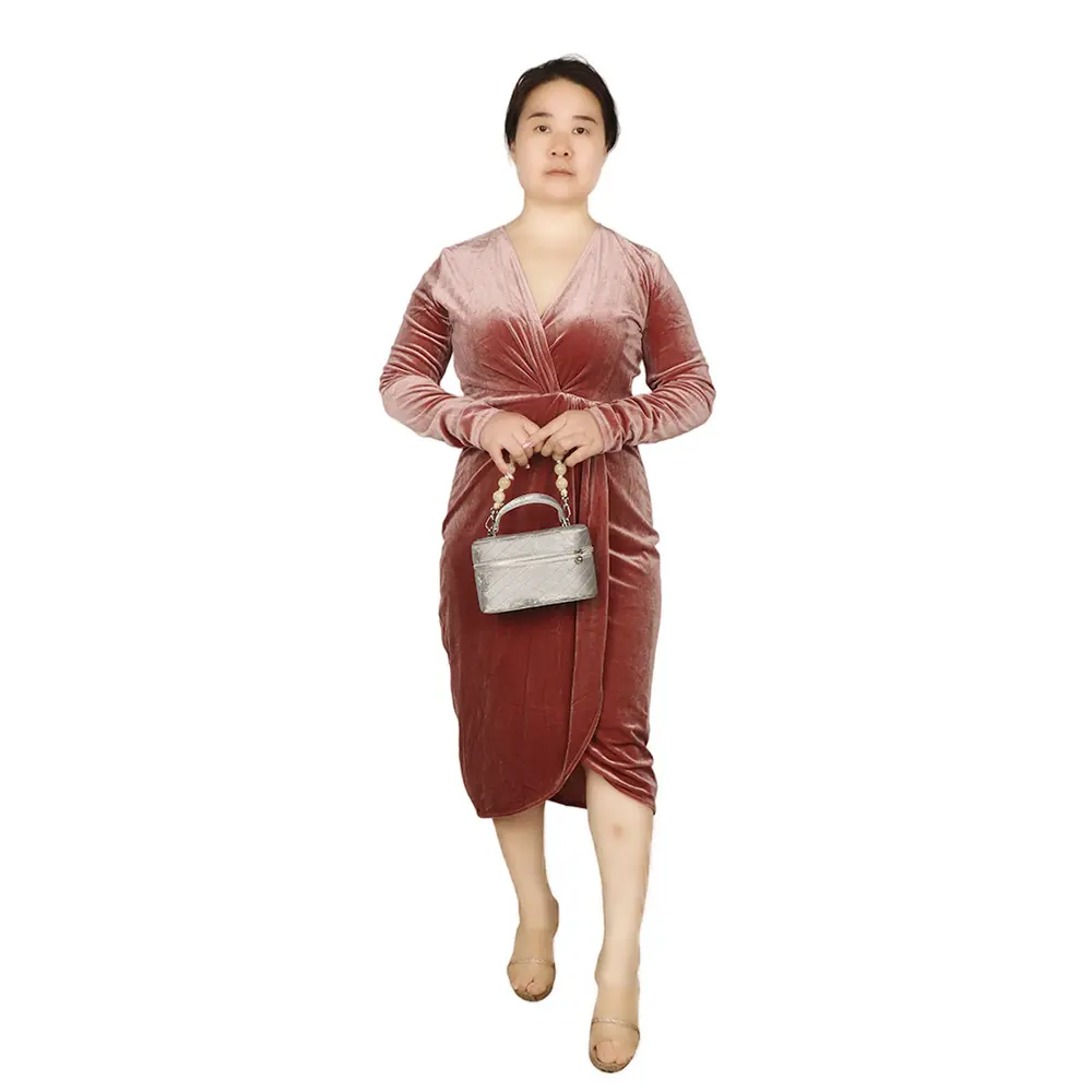 New Design Wholesale Green Long Sleeve Party Club Vestidos Ladies Bodycon Plus Size Dresses Women Lady Elegant