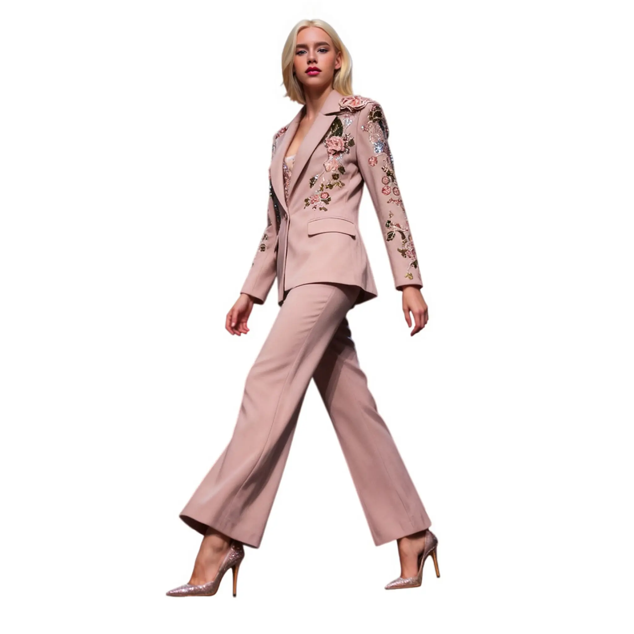 Light pink suit set, 2025 autumn...