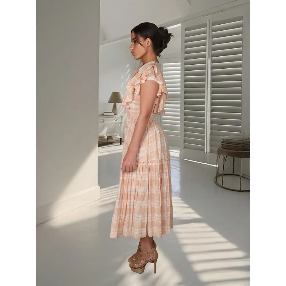 Elegant Custom Petal Sleeve Maxi...
