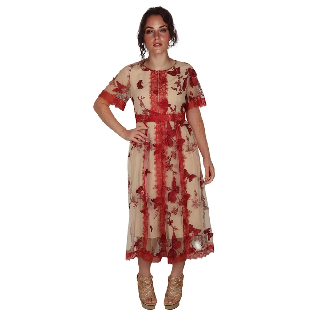 French Vintage Mesh Lace Embroidery Dress: Timeless Charm Meets Sustainable Elegance