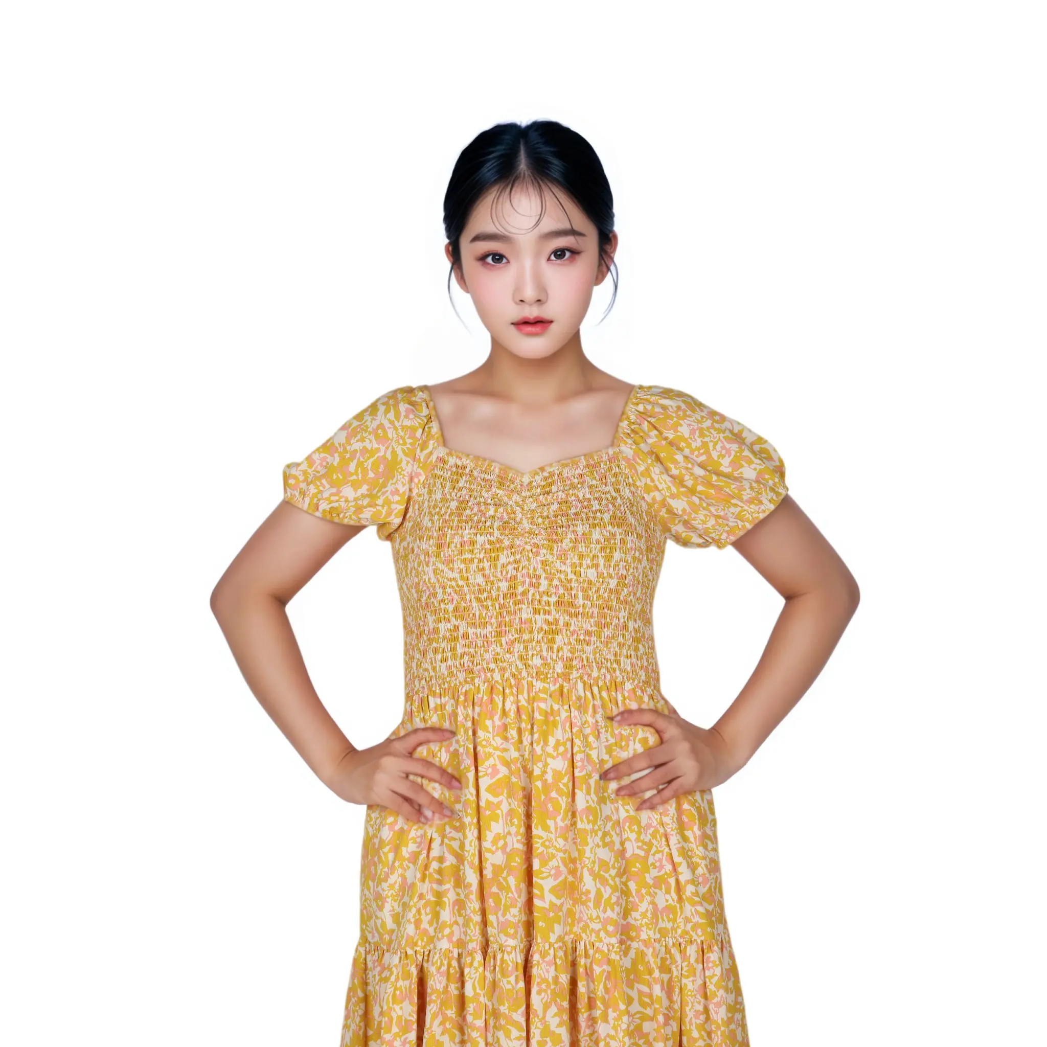 OEM Custom Yellow Floral Cotton-...