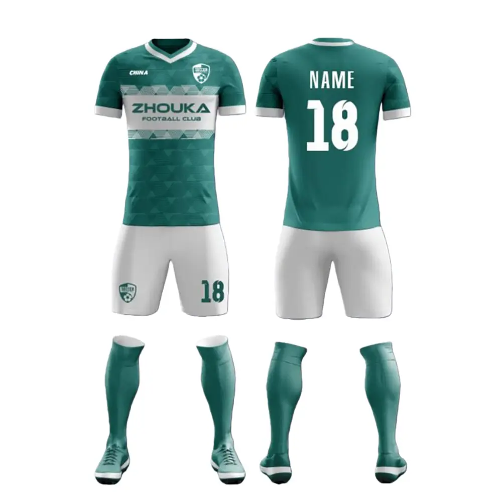 High Quality Printed Full-Body Soccer Uniform Set Men Team Match Training Adult Short-Sleeve Breathable Quick Dry 100% Polyester