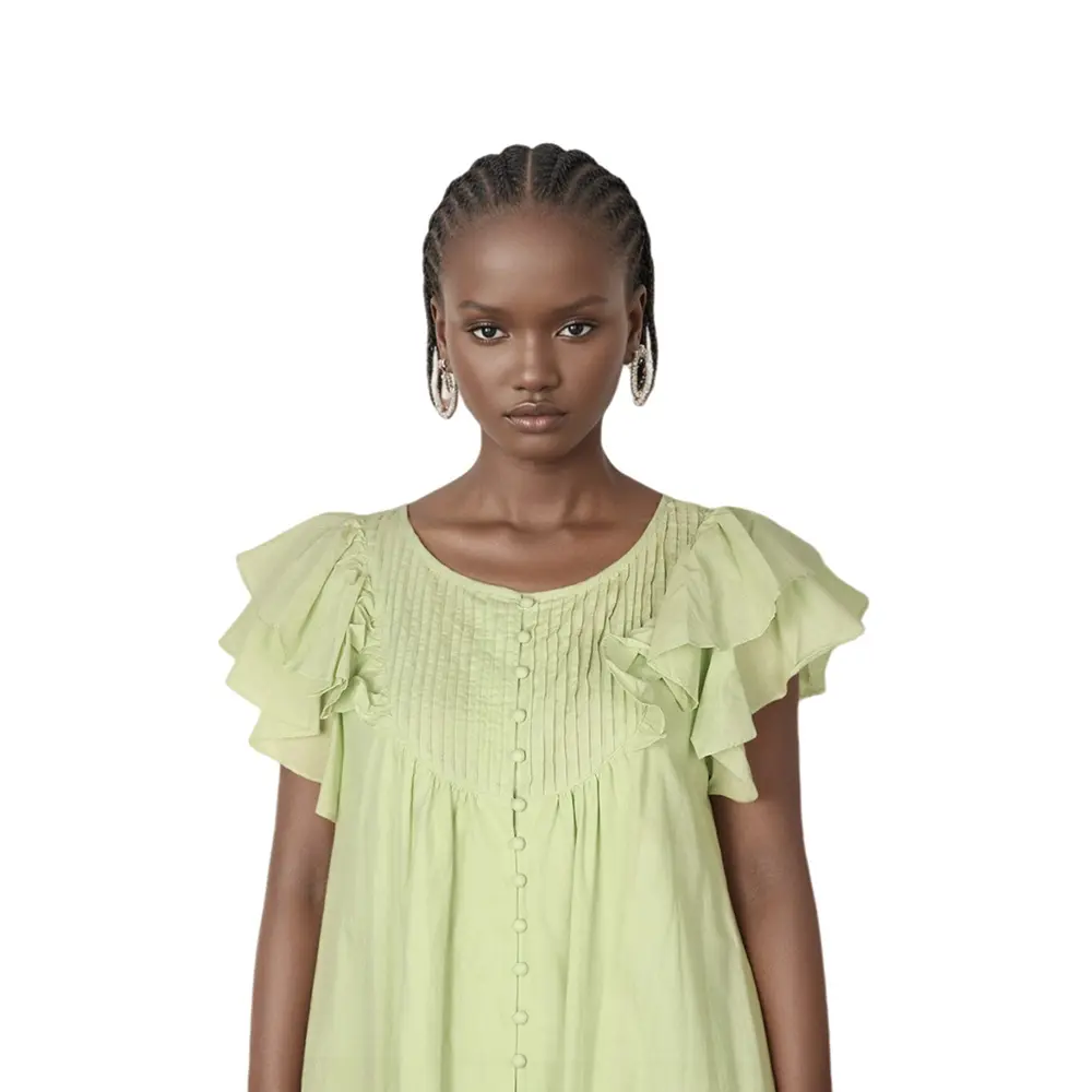 Custom V-Neck Flounce Sleeve Sho...