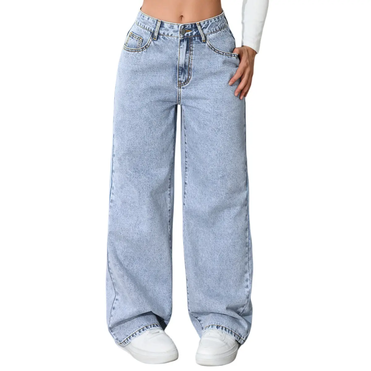 Sweet and spicy style high-waisted straight leg jeans new summer style loose fit trendy and versatile long pants (6).jpg