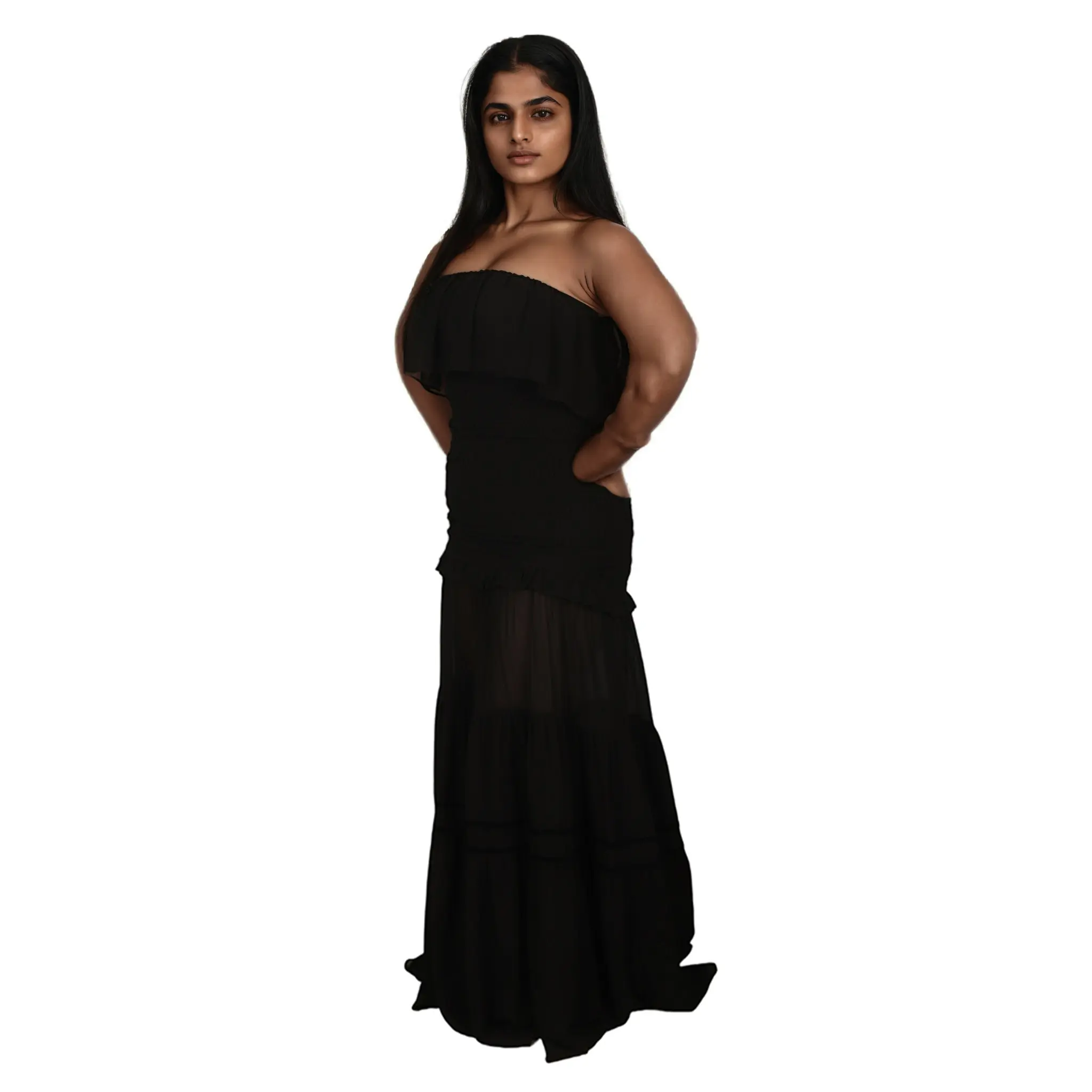 Sleeveless Slit Solid Color Floo...