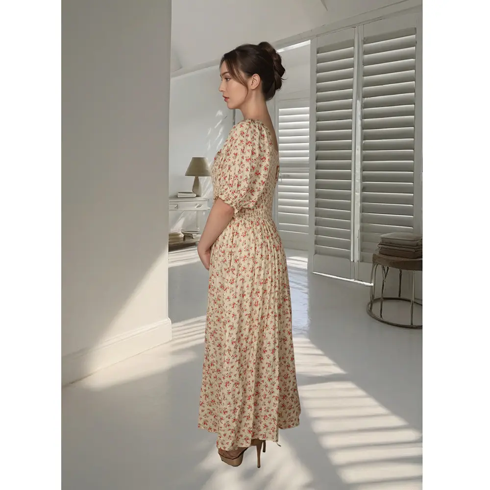 Premium French Floral Short Slee...