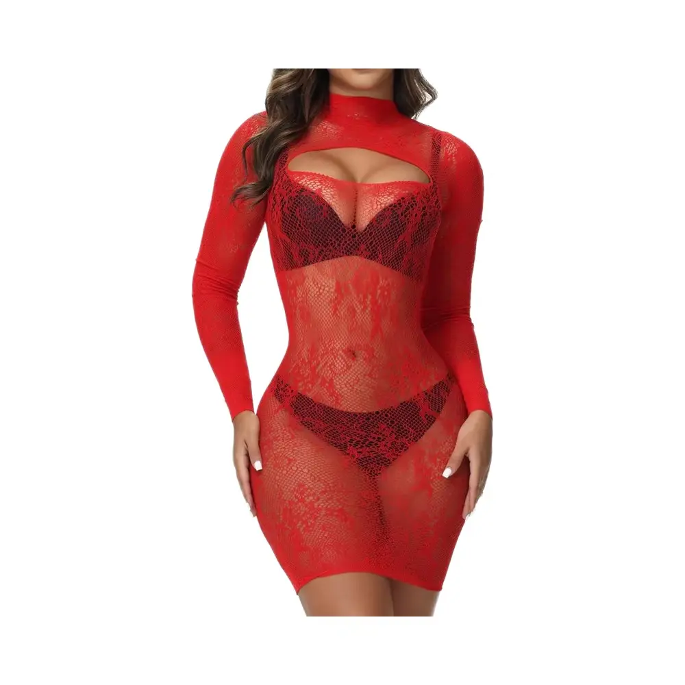 Hilergy Sexy Lingerie Dress for Women Fishnet Hollow Bodycon Stretchy ODM Dobby Fabric Nightwear Exotic Beach Cover