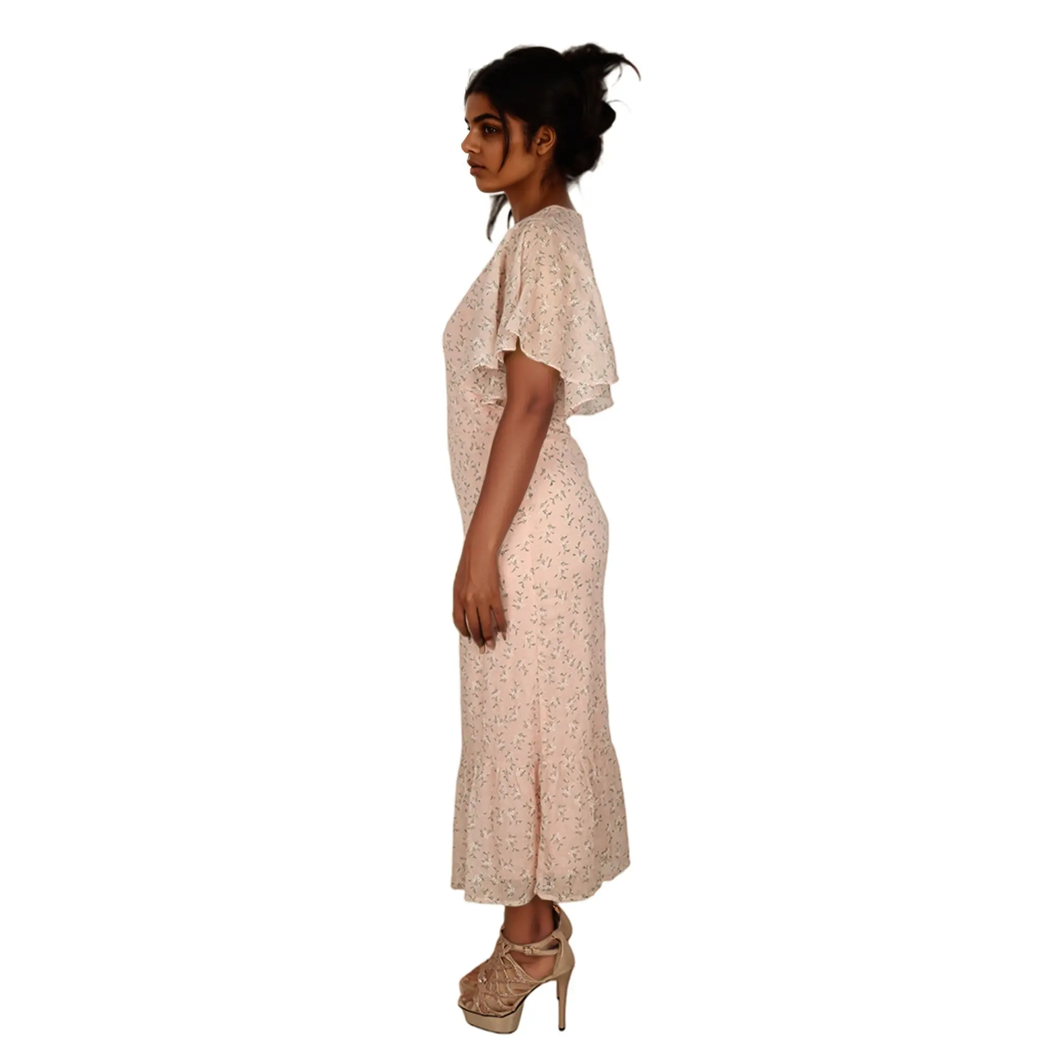 Floral Printed Square Collar Short Sleeve Button Front Natural Waist Classic Fit Women's Knee-Length Casual Dress Cotton Dress (3).jpg